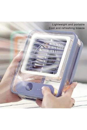 Transparent Mini Air Cooler Fan 3-in-1 USB Mist LED Desk Fan Touch Control