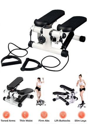 Mini Stepper Exercise Machine Resistance Band Fitness Hydraulic Cardio Trainer Equipment