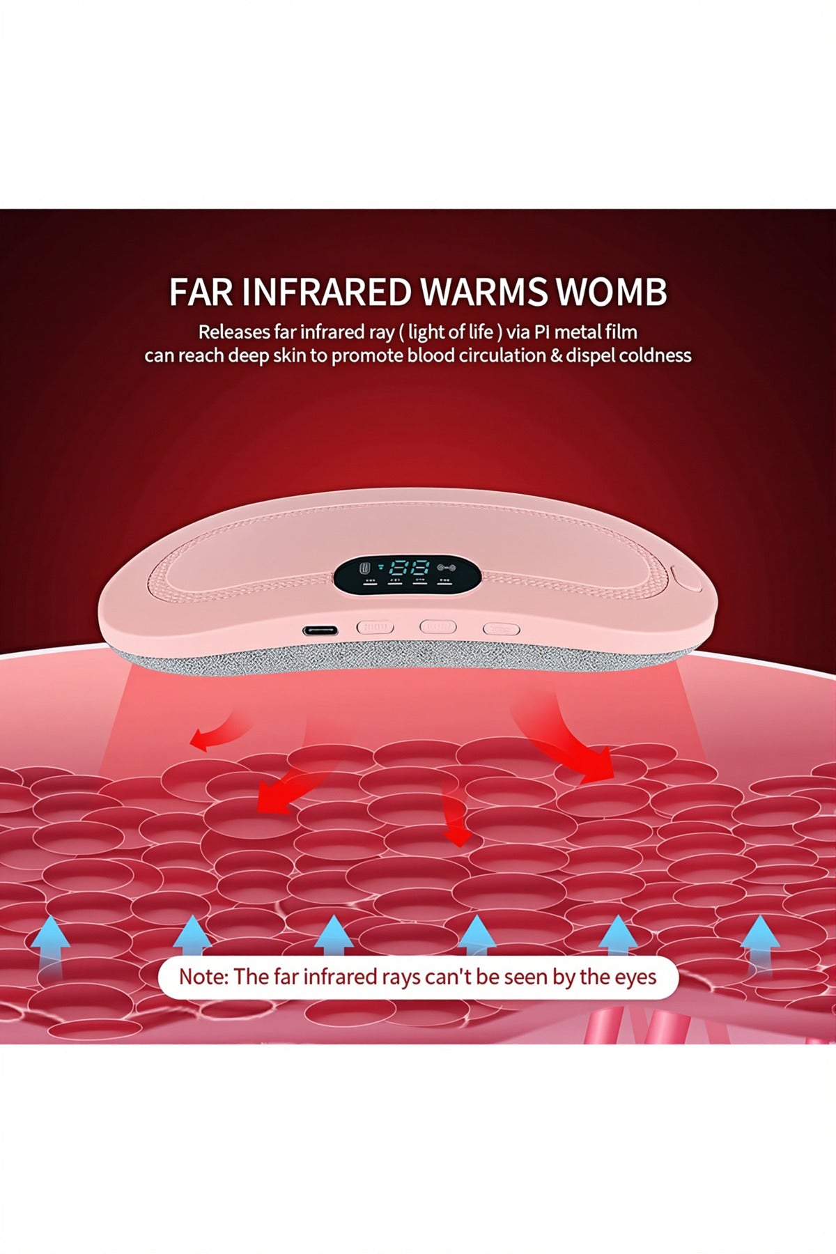 Period Heating Pad Electric Heating Belt Rapid Heating Pad Belly Pain Relief for Women Girls (Pink)