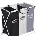 Laundry Basket for Clothes 3 Setions Storage Basket for Dirty Clothes Clothes Sorter Bin, white/grey