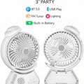 Rechargeable Table Top Fan with Bluetooth Speaker & Led Light, Wireless Mini Fan Speaker