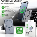 15W Magnetic Wireless Car Charger, Fast Charging Magsafe, Compatible Car Phone Holder, Air Vent Mount, Smartphone Wireless Ch