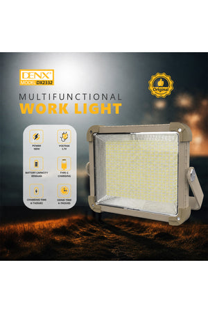 Rechargeable LED Work Light with Tripod Stand 180W 8800mAh Battery Solar & Type-C Charging Portable Camping Lantern 4 Light M
