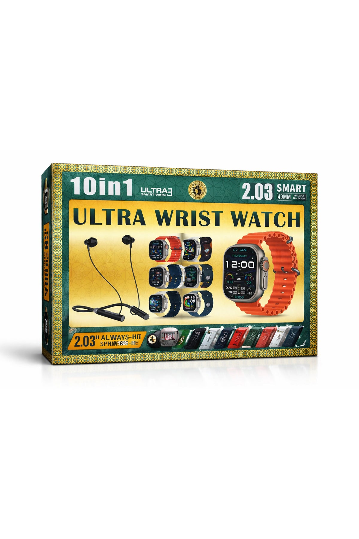 Ultra Wrist Watch,Bluetooth calling smartwatch With 10-in-1 Strap Bundle & Wireless Neckband
