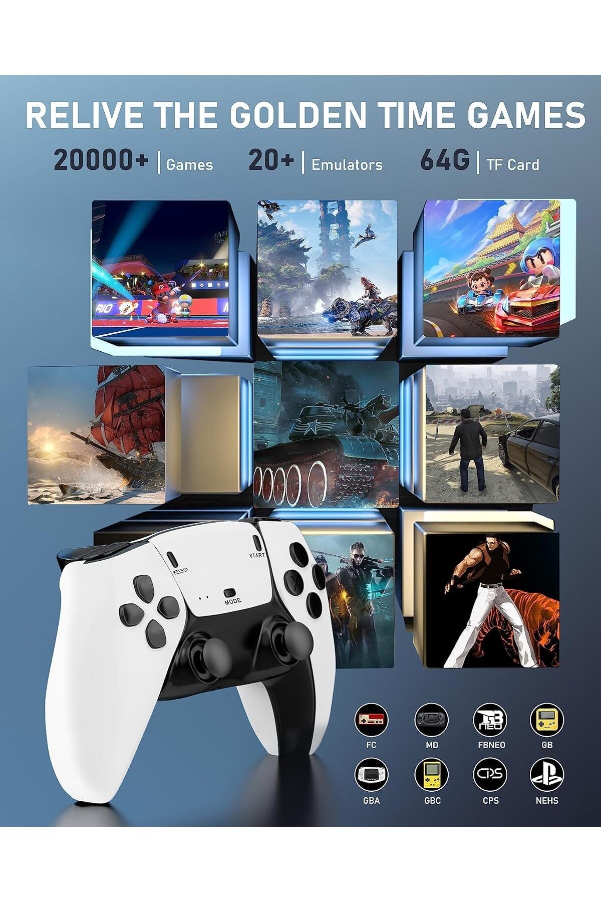 Wireless Retro Game Console DX-GC100 – 4K HDMI Stick, 10,000 Games, Dual 8-Bit Controllers