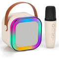 1 Mic K12 Karaoke Machine Portable Bluetooth PA Speaker with 1Wireless Microphones, White/Pink