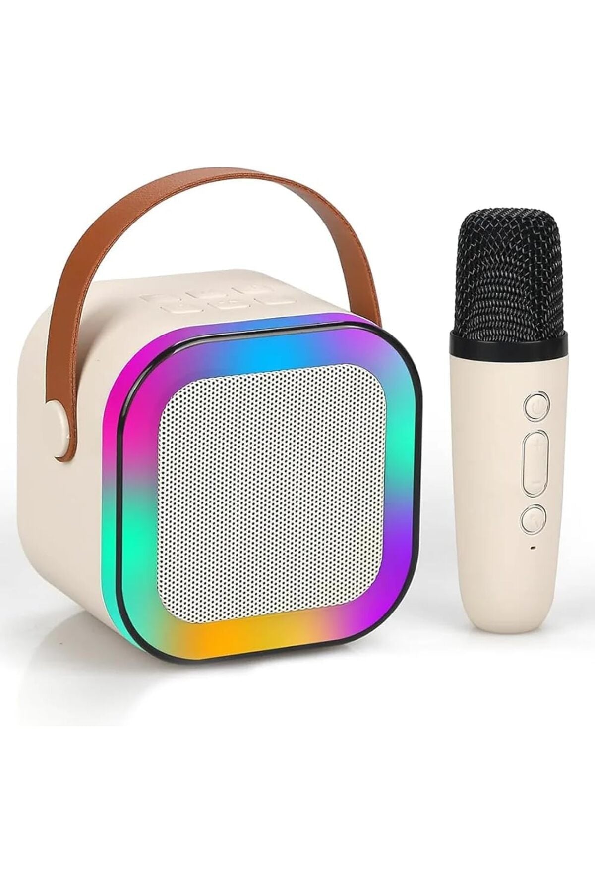 1 Mic K12 Karaoke Machine Portable Bluetooth PA Speaker with 1Wireless Microphones, White/Pink