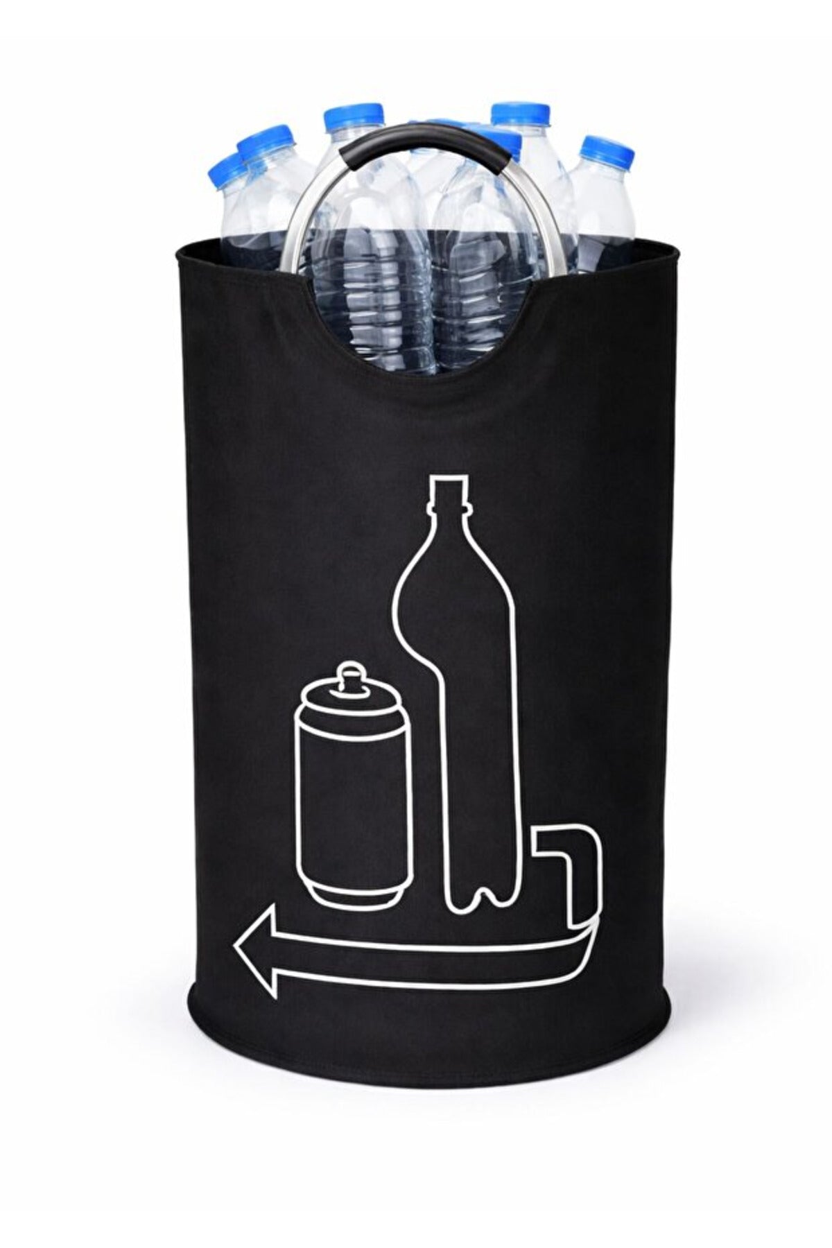 Foldable Recycling Storage Bag with Aluminum Handle Large Capacity Household Waste Sorting Organizer for Plastic Bottles & Ca