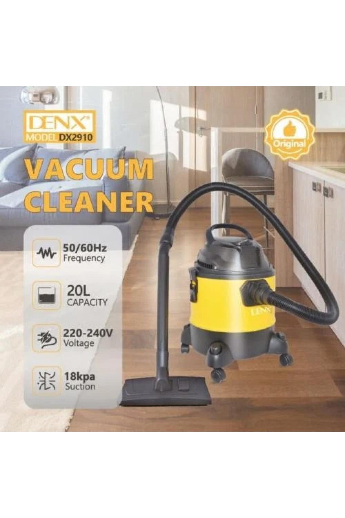 DENX 1400W Vacuum CleanerHigh Power Strong Suction, 20L Large Capacity Tank DX2910