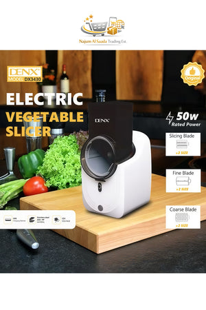 DENX Electric Vegetable Slicer, Salad Shooter, Electronic Fruit Shredder, 3 Type Blades, DX3430