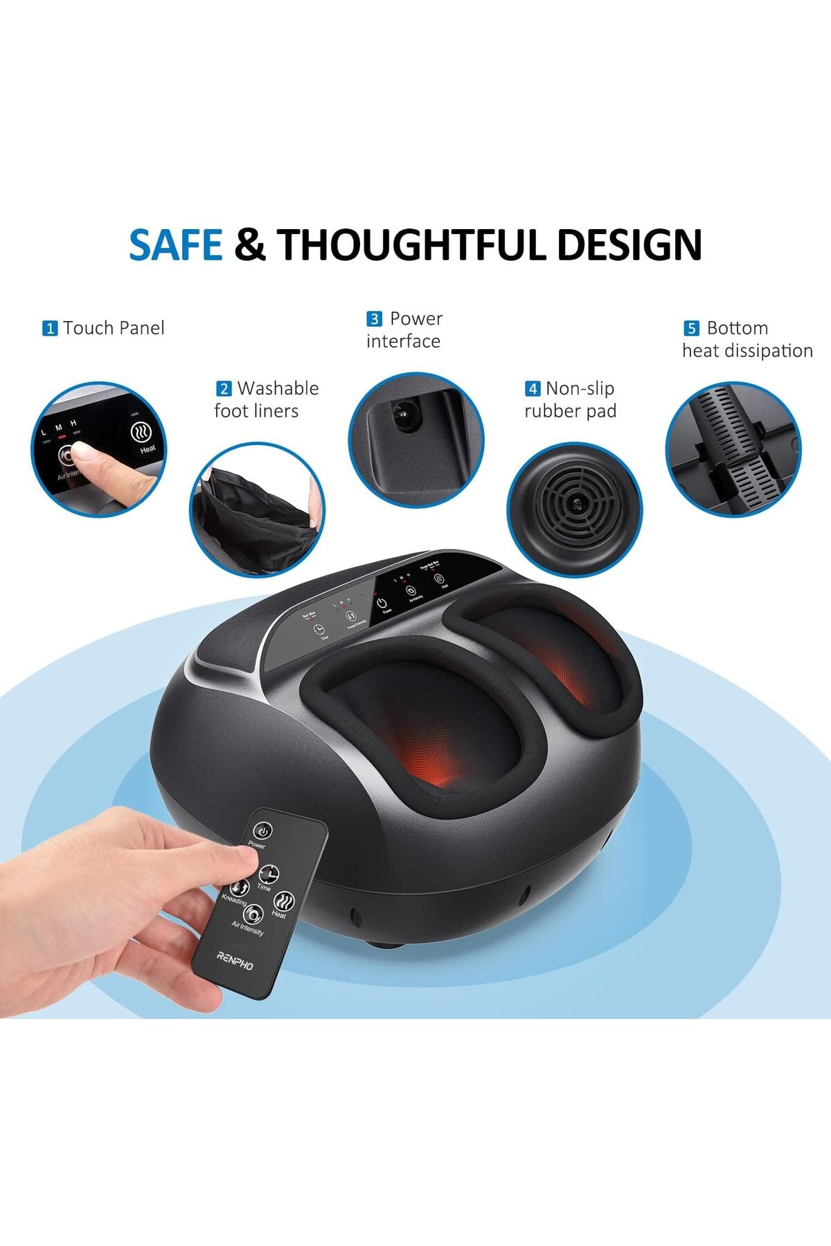 Electric Shiatsu Foot Massager Machine with Heat & Air Compression Massager for Home Relaxation
