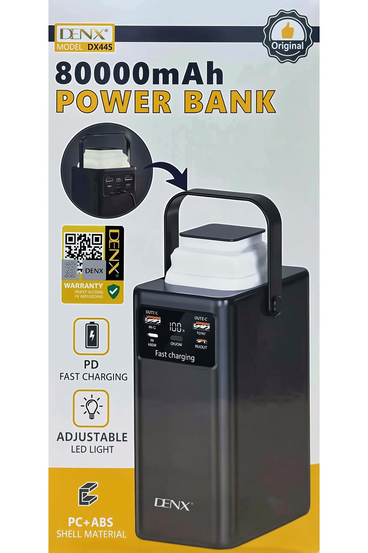 80000mAh Power Bank Fast Charging with LED Light, Multi Port USB-C Powerbank DX445