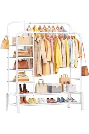 EXTRA Home Clothe Rack Double Rail Garment Rack Shoe Storage Metal Clothing Organizer Stand EX-85742