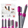 5-in-1 Hot Air Styler 1200W, Hair Dryer, Curler & Volumizing Brush with 5 Attachments White/Pink