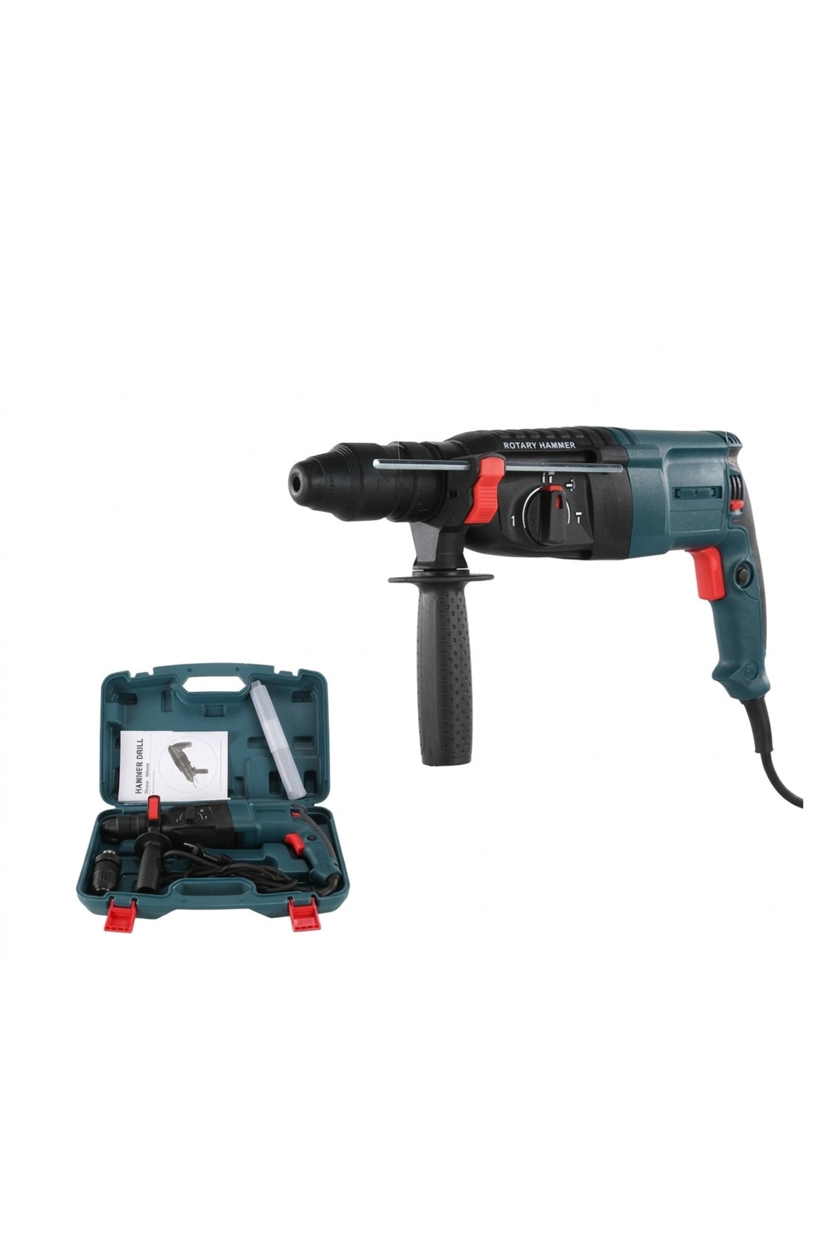 Hammer Drill, Heavy Duty Rotary Hammer Drill 1200W, Electric Impact with 4 Bits & Carry Case DX3332