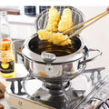 2.2L Stainless Steel Deep Fryer Pot with Thermometer 20cm, Grill Pot Oil Fryer with Lid for Cooking