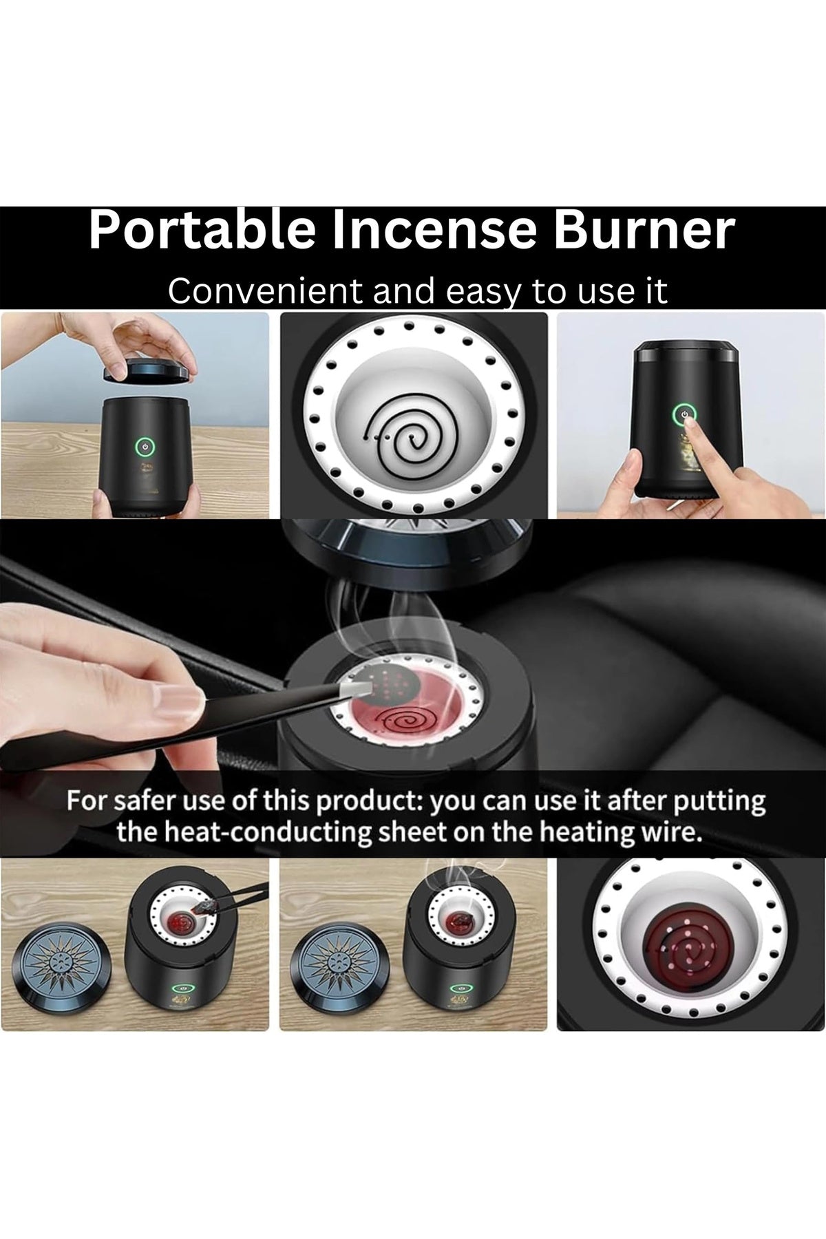 Electric Bakhoor Arabic Aroma Diffuser, Rechargeable Portable USB Incense Burner, Bk-18