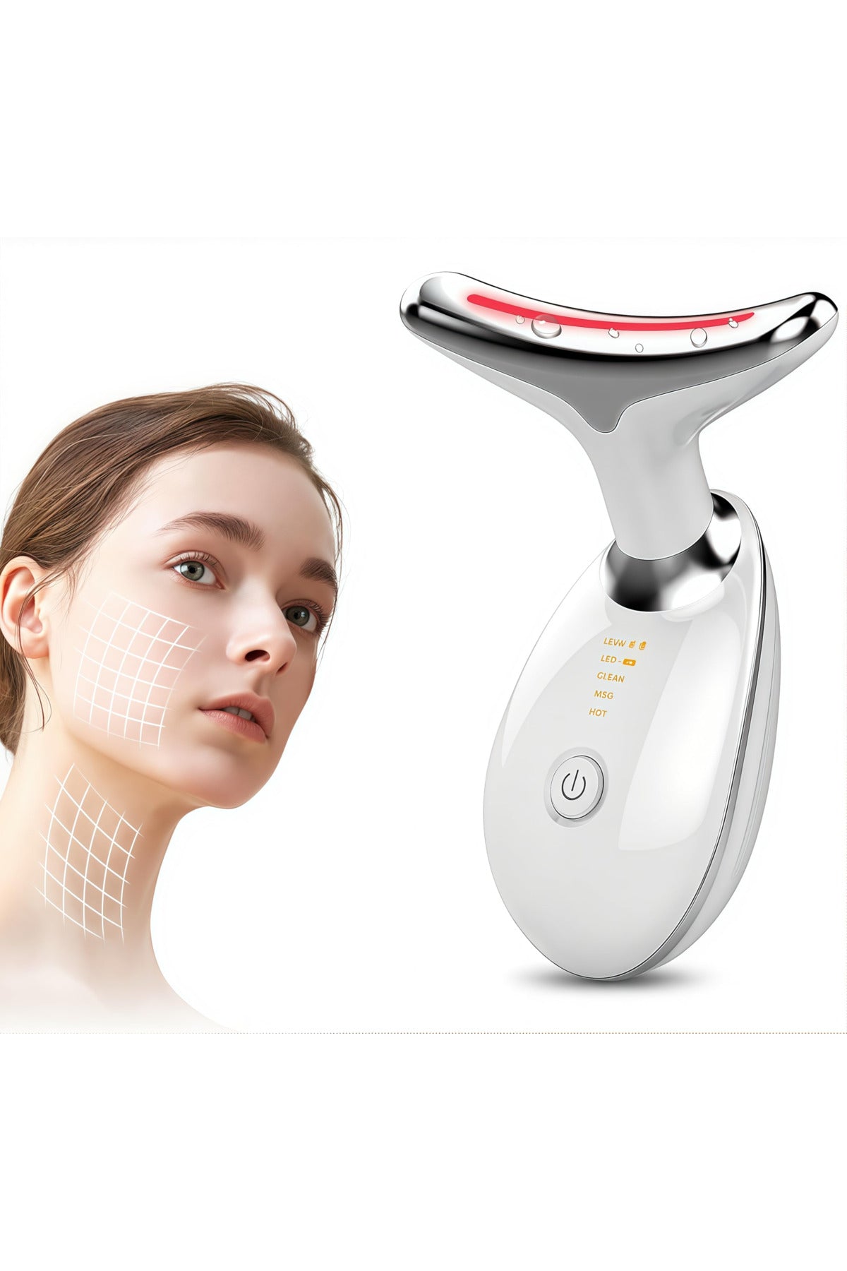 Face & Neck Lifting Device, Portable EMS Facial Lifting & Skin Tightening Tool with Heat Therapy