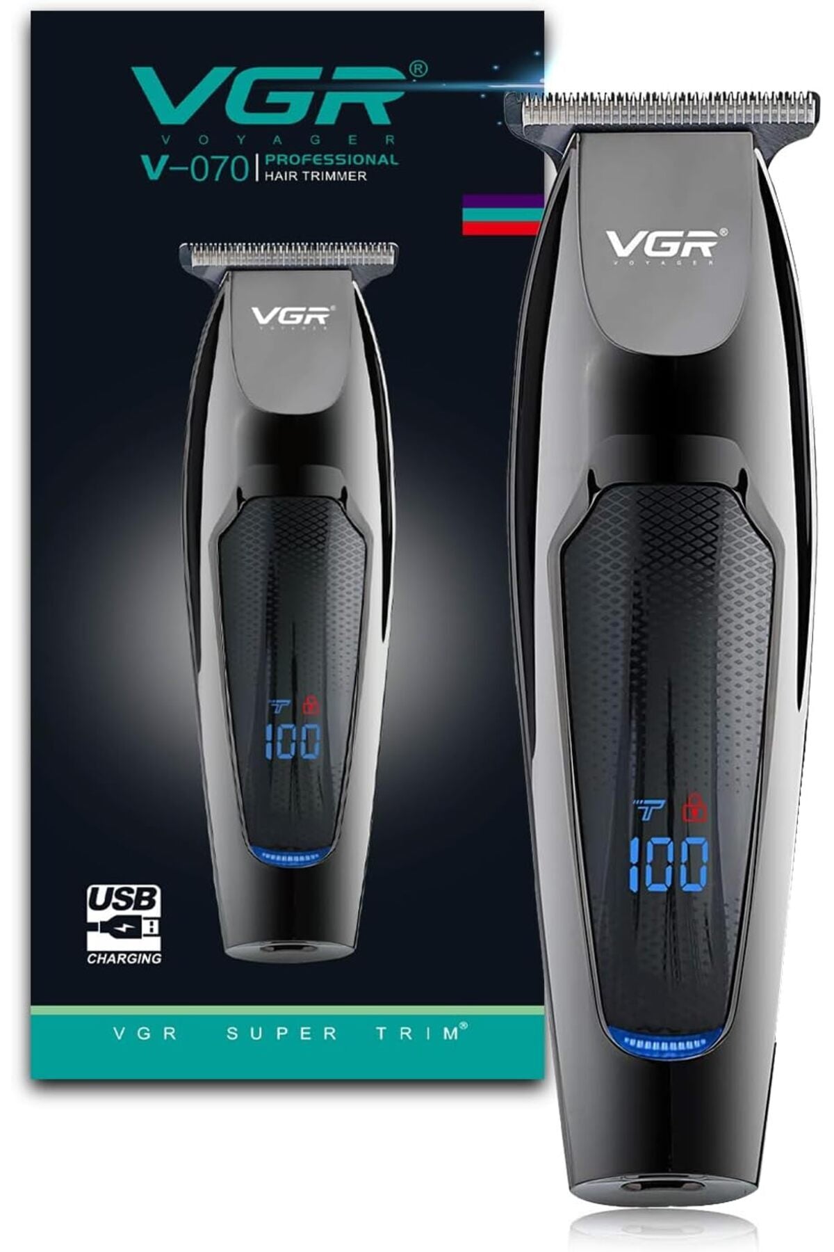 V-070 Professional Hair Trimmer, 120 Minutes Running Time, Men's Shaver (Black)