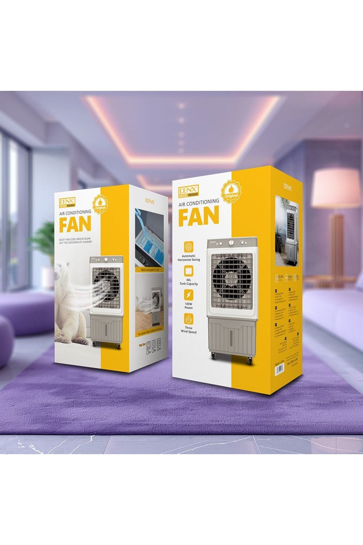 120W Electric Desert Air Cooler Fan With 40L Large Water Tank For Room Cooling, DX2622