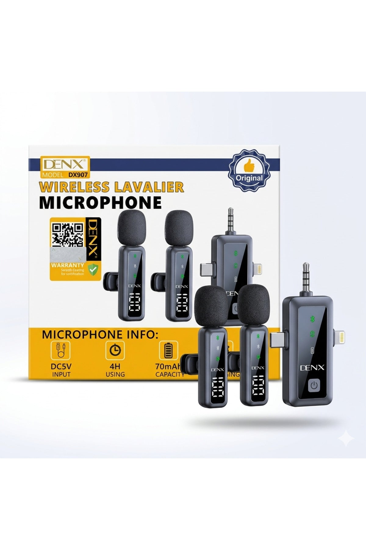 Denx Wireless Lavalier Microphone Dual 2-Person Set Plug Dual Wireless Mic DX907