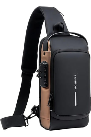 Anti-theft Water-resistant Crossbody Backpack with USB Charger, Suitable for 9.7-inch iPad (Black)