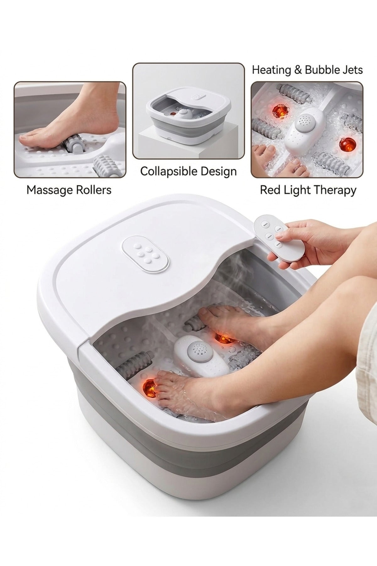 Denx Folding Foot Bucket, Foot Spa Massager with Remote Control, Portable Foot Bath Bucket DX1787