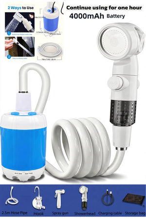 DINEX DX3720 Portable Outdoor Complete Shower Kit, Rechargeable Pump