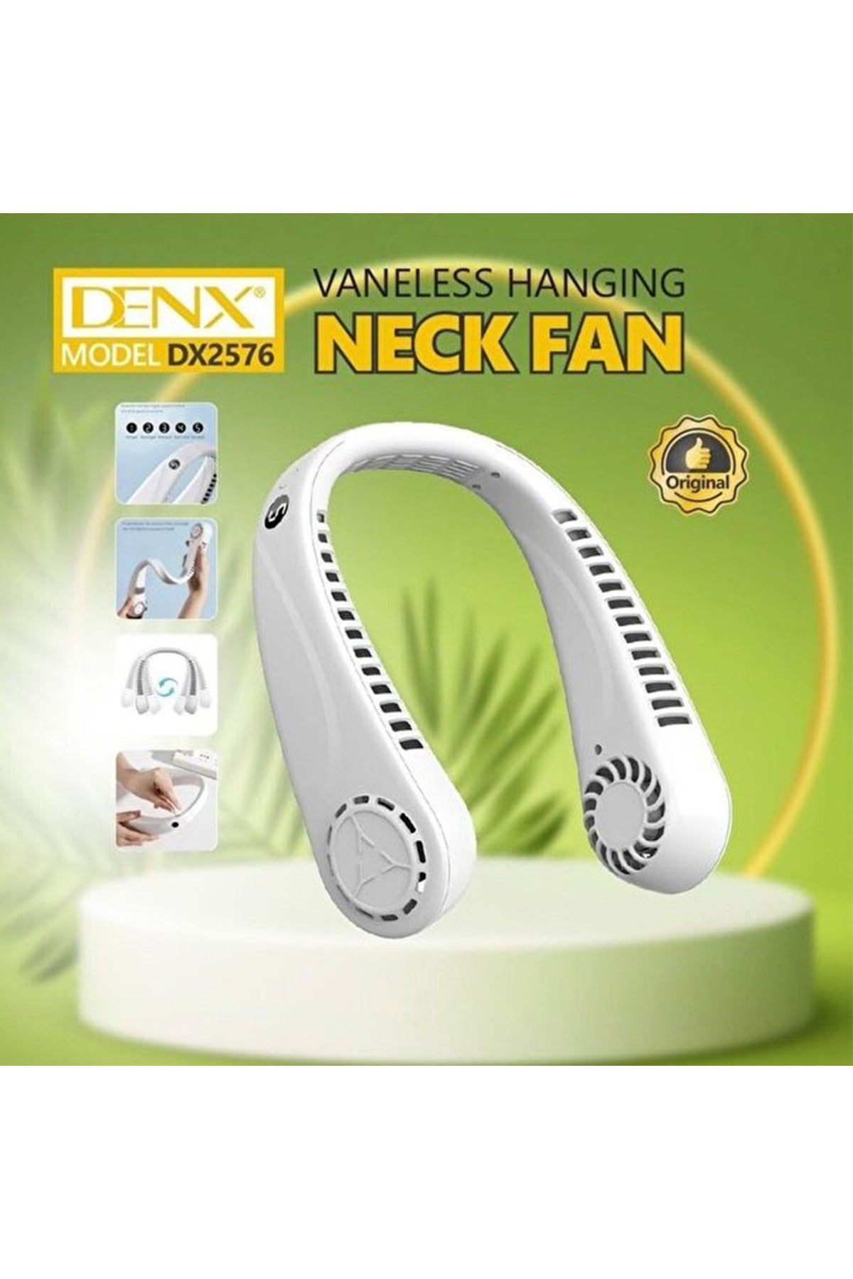 Bladeless Neck Fan, Portable Hands-Free USB Rechargeable Mini Fan, 3-Speed, DX2576