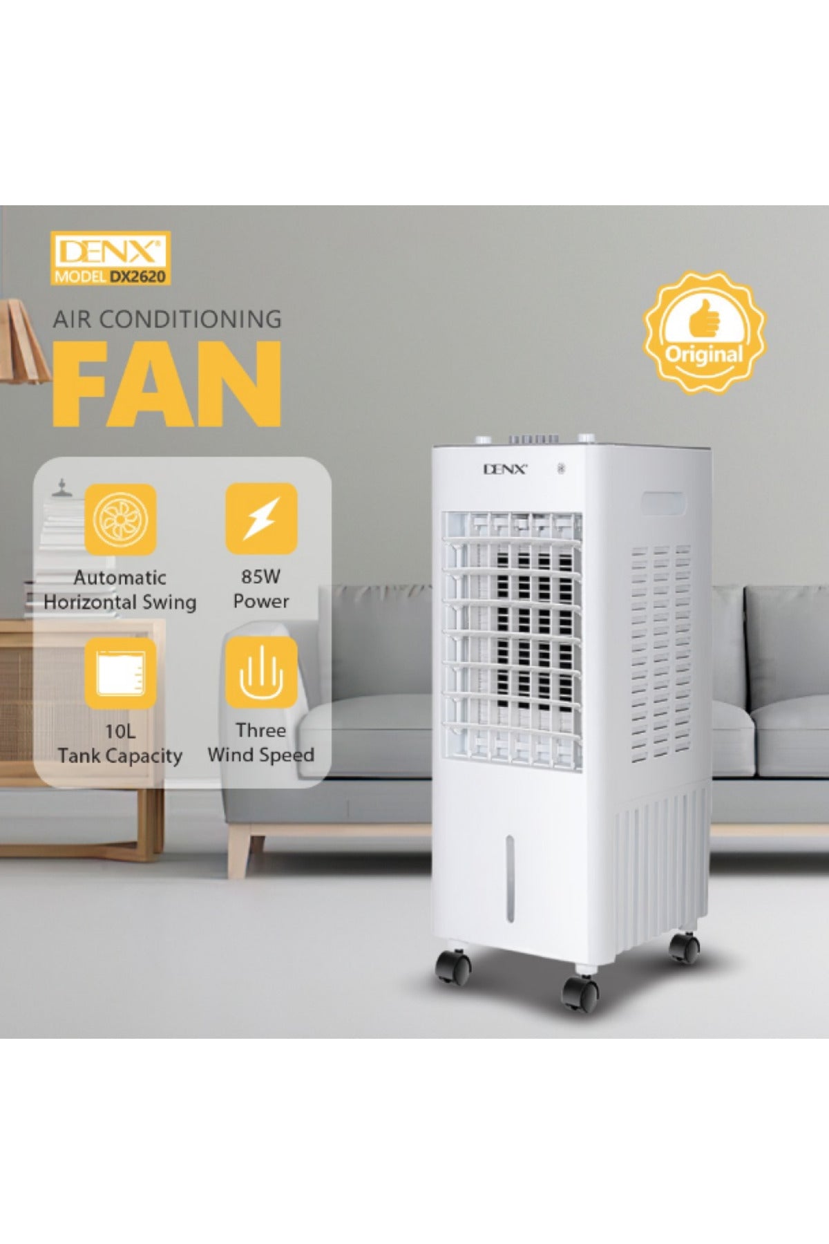 Air Conditioning Fan, Air Cooler Fan 10L Large Water Tank, Air Humidifier Cooling System DX2620
