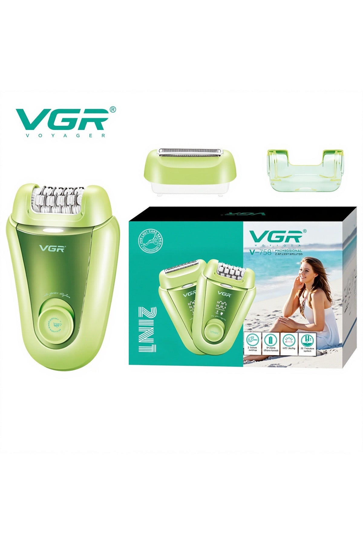 VGR 2-in-1 Electric Epilator & Shaver for Women, 32 Tweezers, Hair Remover for Face & Body, V-758
