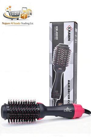 KRAWN 1200W 2-in-1 Ionic Hair Dryer Brush with 3 Heat Settings & 360° Swivel Cord KW-46030