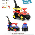 Baby Push Ride On Car Toddler Walker with Music & Steering Horn & Parental Push Handle C1109