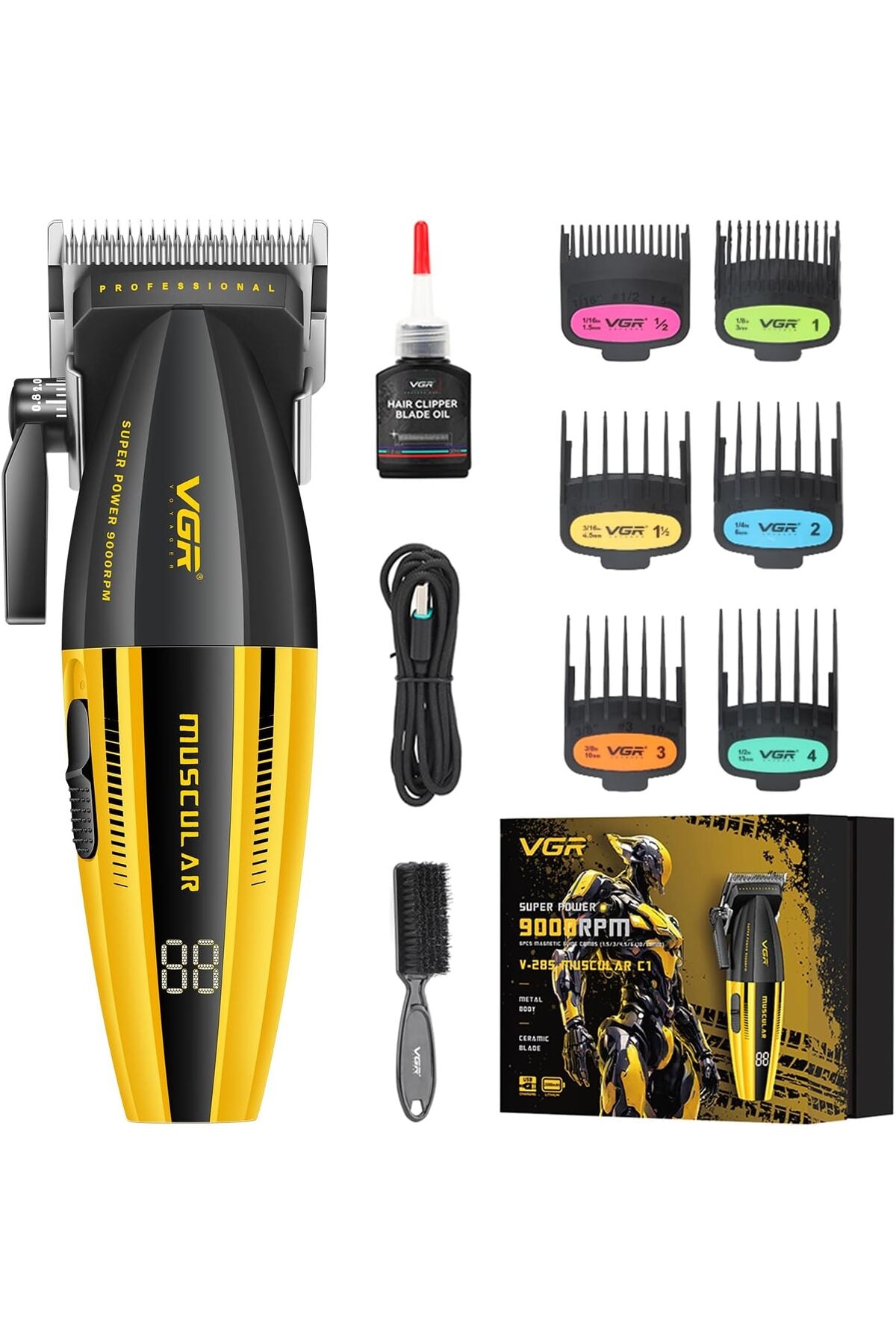 V-285 Fresh Fade Hair Clipper, 9000RPM Cordless Barber Trimmer with LED Display