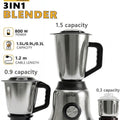 3 in 1 Blender Set 800W Multi-Function Blender with 3 Jars High Speed Motor Food Processor DX3225