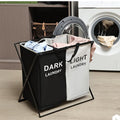 Laundry Basket for Clothes 2 Setions Storage Basket for Dirty Clothes Clothes Sorter Bin, white/grey