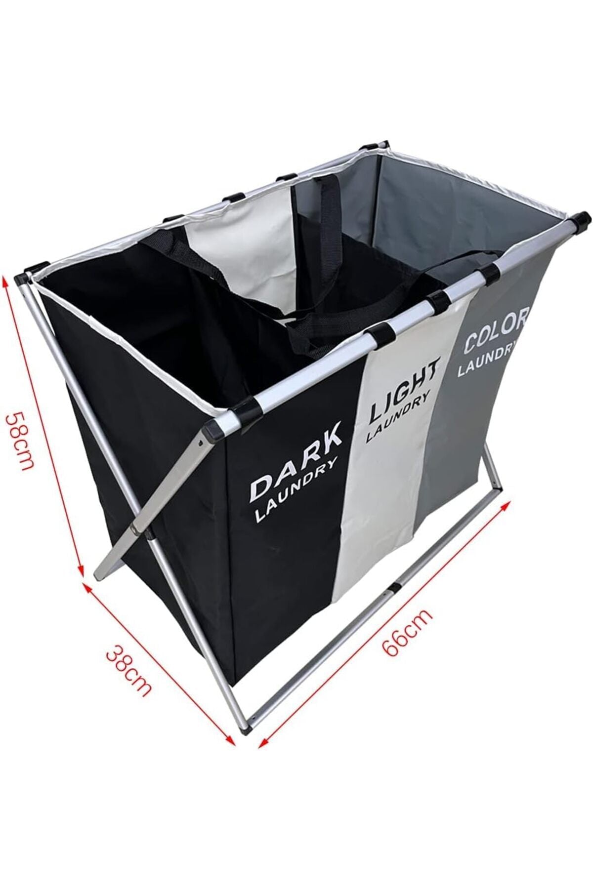 Laundry Basket for Clothes 3 Setions Storage Basket for Dirty Clothes Clothes Sorter Bin, white/grey