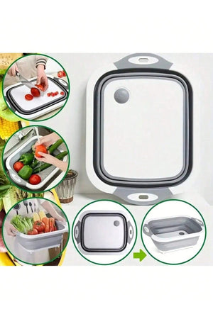 Smart Kitchen Folding Chopping Board with Drain Basket, Foldable Vegetable & Fruit Cutting Board