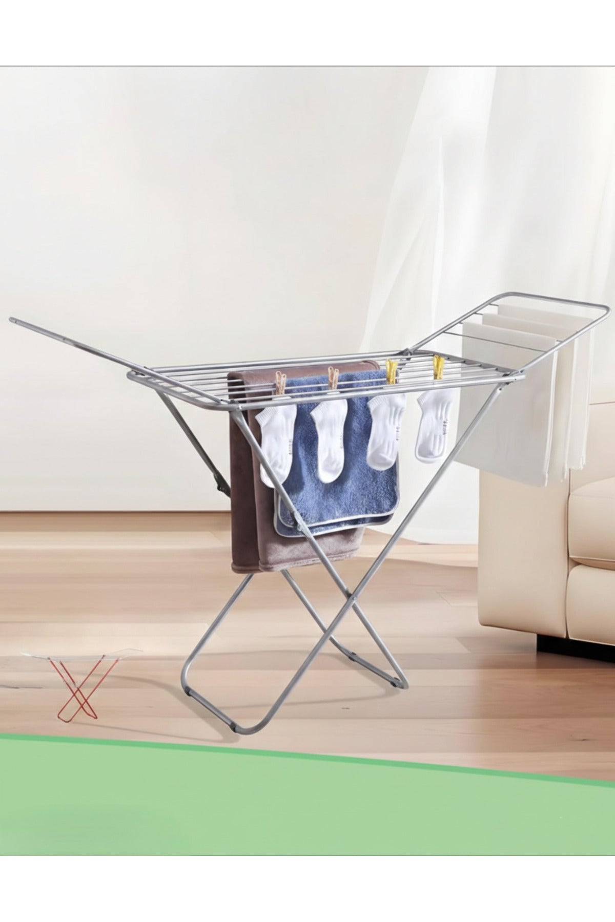 Foldable Clothes Drying Rack, Double-Wing X-Frame Laundry Airer Stand SM-23628