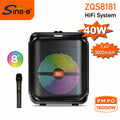 Portable Bluetooth Party Speaker 8 Inch with Wireless Microphone, 30W HiFi Sound, RGB LED Lights, TWS Stereo Pairing ZQS8181