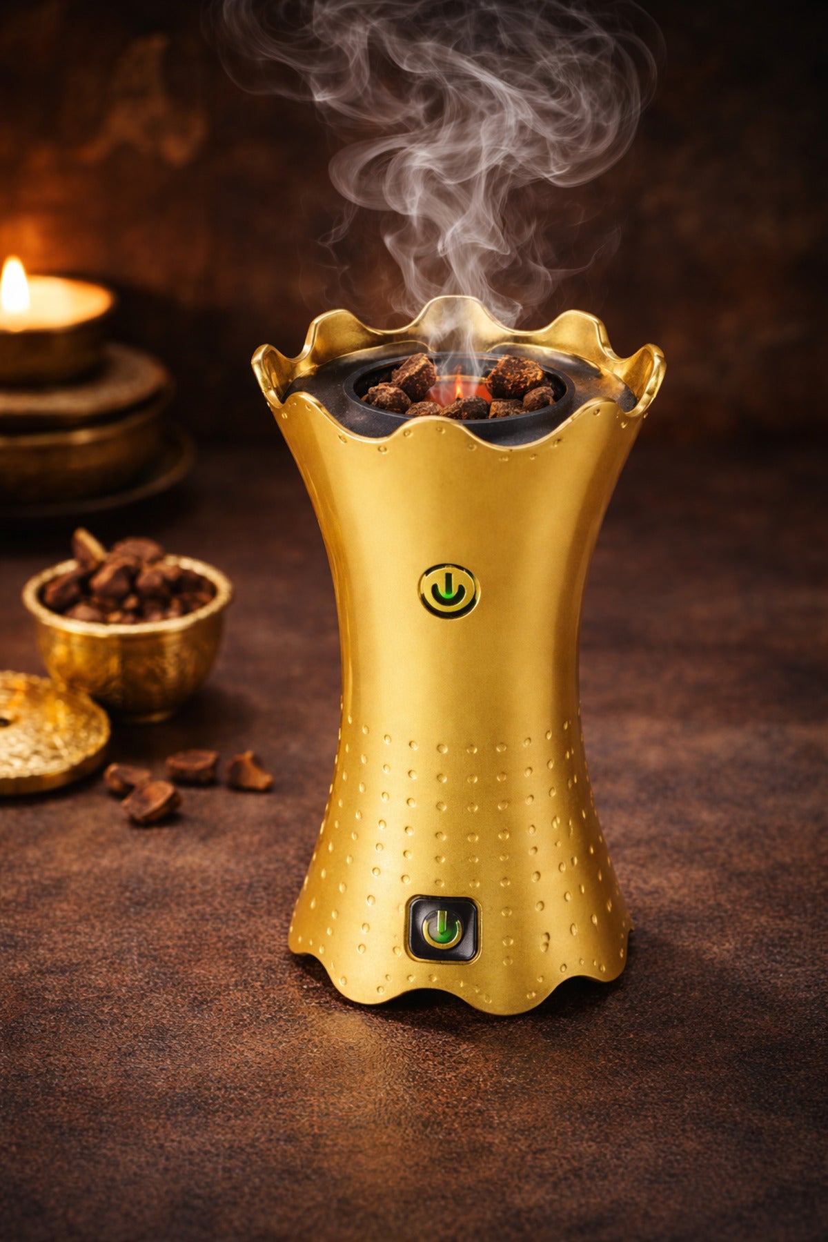 Portable Electric Bakhoor Burner, Luxury Gold Mabkhara USB Rechargeable Oud Incense Burner BK-71