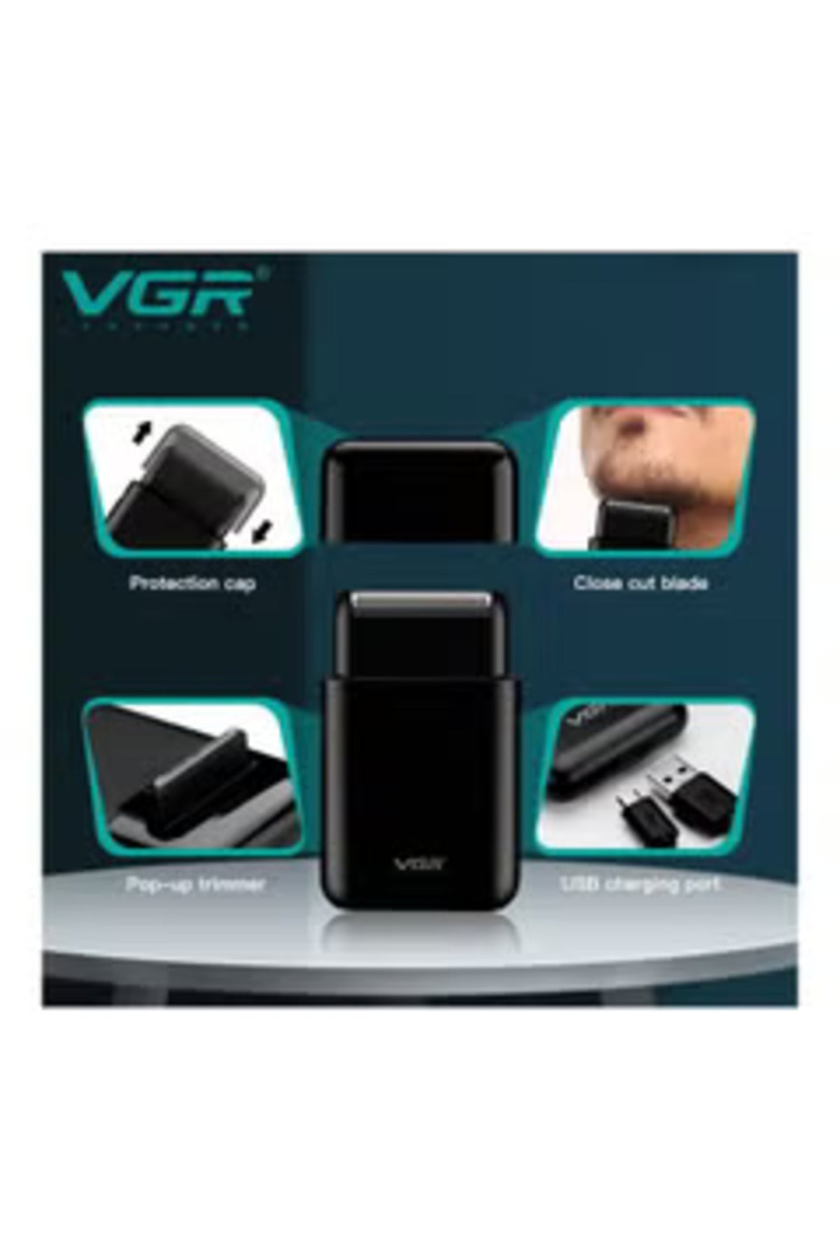 V-390 Single Foil Cordless Electric Travel Mini Manufacturer Shaver For Man Black