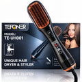 TEFONER 1200W 2-in-1 Hair Straightener Brush, Hair Dryer & Styler, Hot Air Hair Brush, TE-UH001