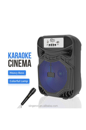 6.5 Inch Portable Bluetooth Karaoke Party Speaker with Wired Mic USB TF FM Rechargeable ZQS6159