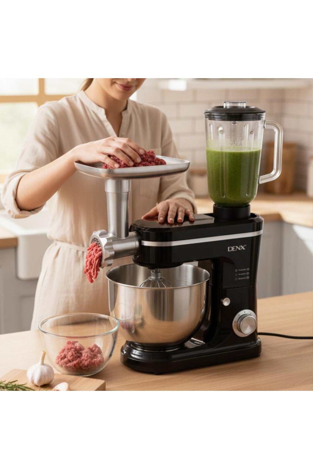 DENX 1500W Stand Mixer 6L Stainless Steel Bowl, Electric 6 Speed Dough Kneader & Mixer, DX3201