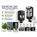 147 LED Solar Wall Light with Motion Sensor & Remote Control Wireless Outdoor Waterproof Lamp for Garden, Yard, Patio, Fence
