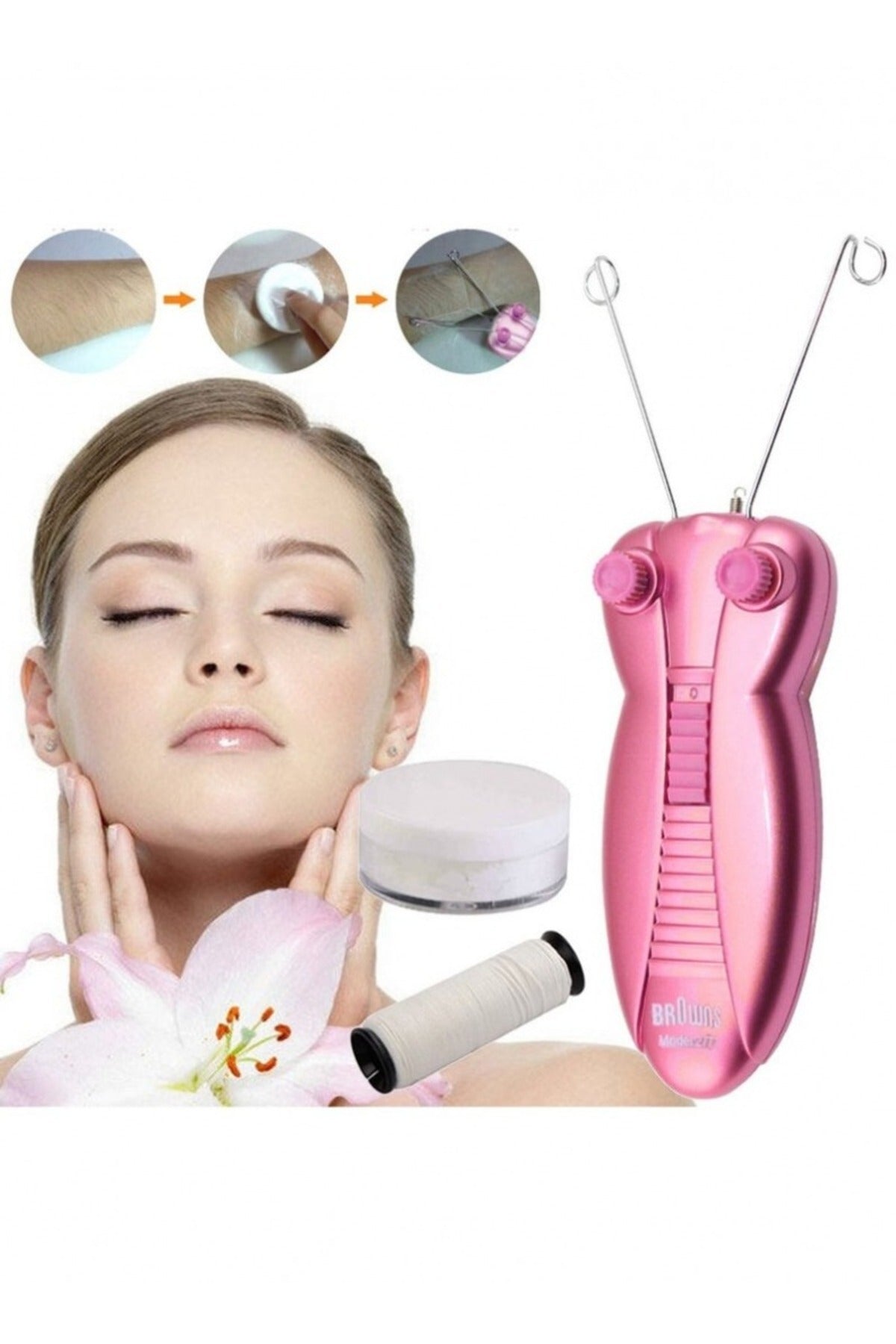 BROWNS Electric Facial Hair Remover Machine & Threading System, Painless Face & Body Epilator, 2777