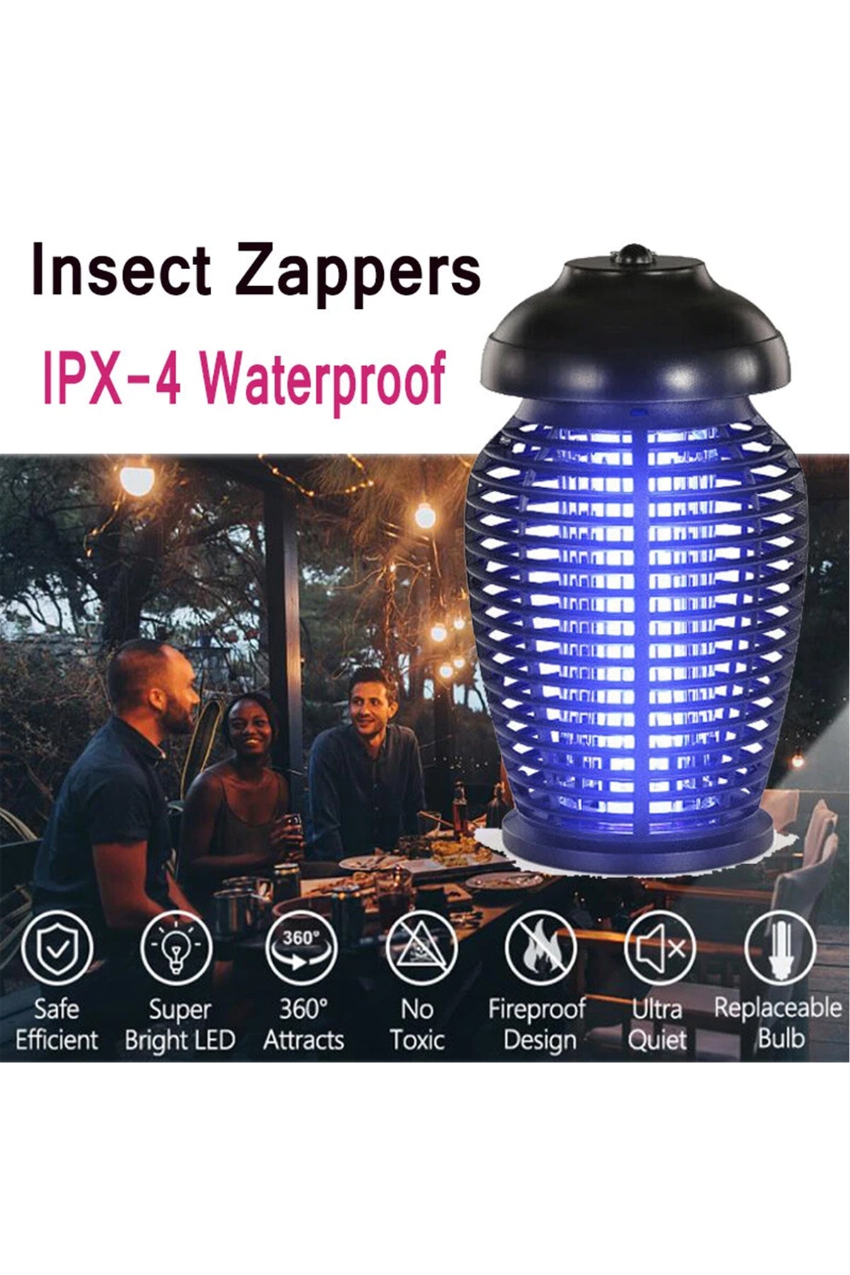 18W Electric Mosquito Killer Lamp Indoor Outdoor Bug Zapper UV Insect Killer Lamp Waterproof Fly Trap Mosquito Trap Lamp 3500V Mosquito Killer Machine