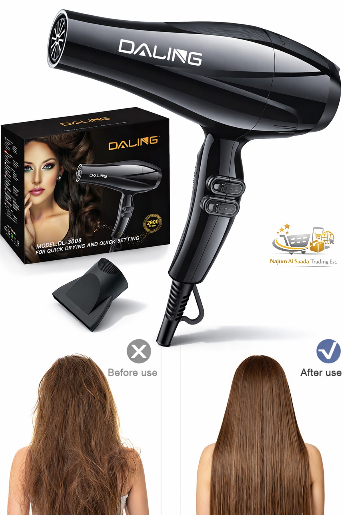 2800W Essential Hair Care Dryer, Hair Dryer, Professional Hair Dryer, DL-3003