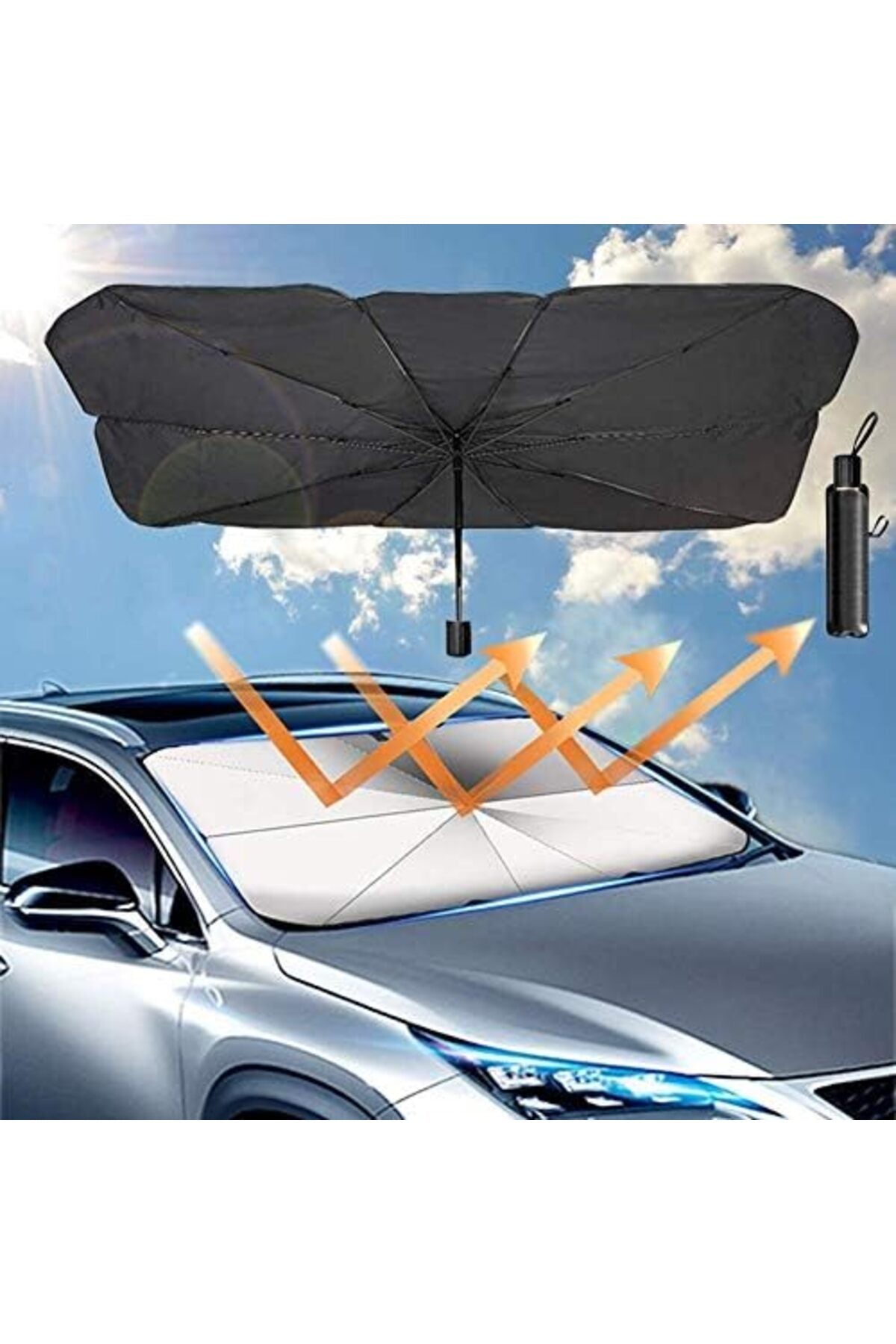 Car Sunshade Contractible Umbrella Front Window Windshield Polyester Insulation Foldable Shade